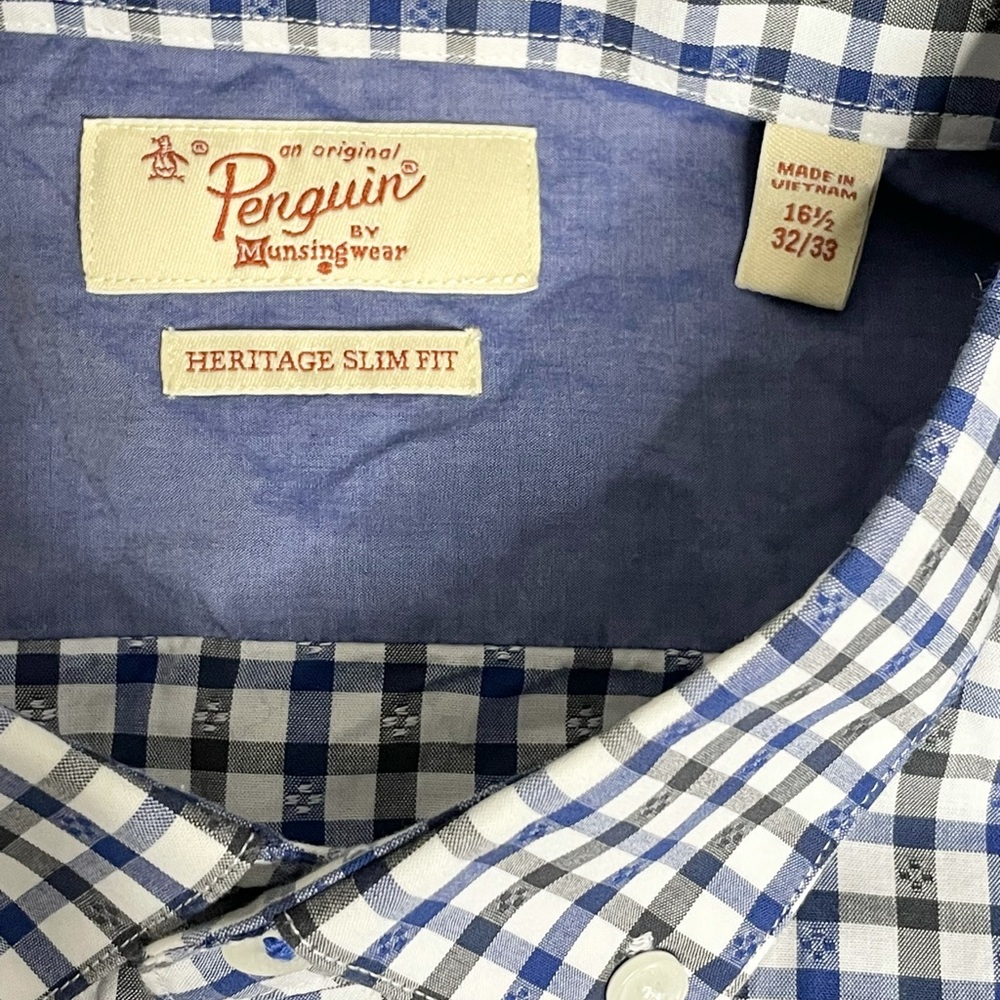 PENGUIN Heritage Slim Fit Plaid Dress Shirt - Picture 6 of 8